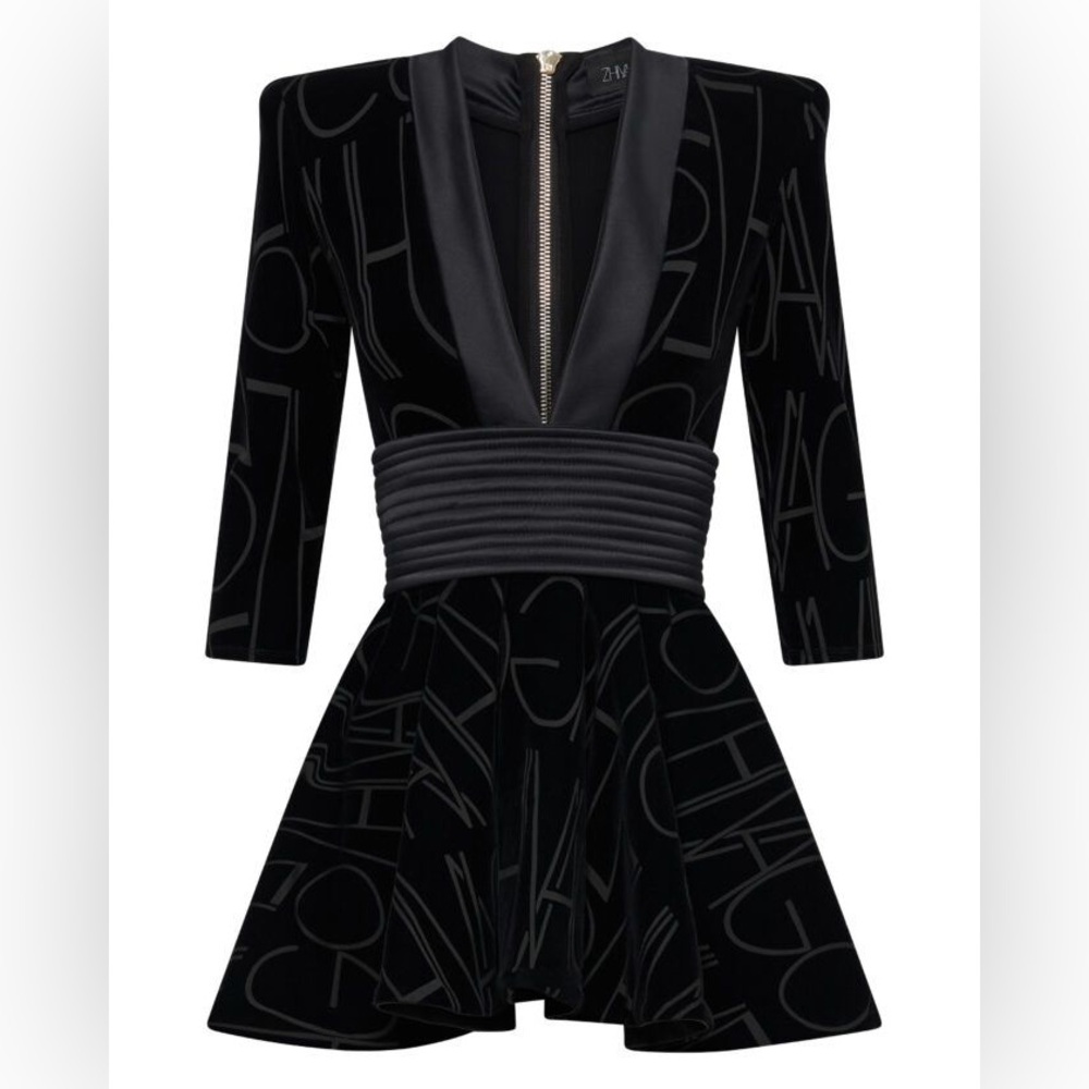 ZHIVAGO Join the Club Embossed Velvet Dress, Small? - Picture 2 of 8